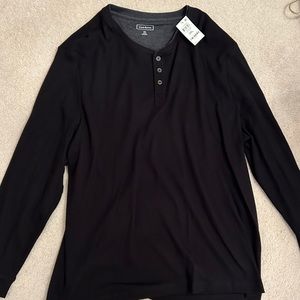 Club Room Black Long Sleeve Thermal Henley Tee Shirt Size 3XL